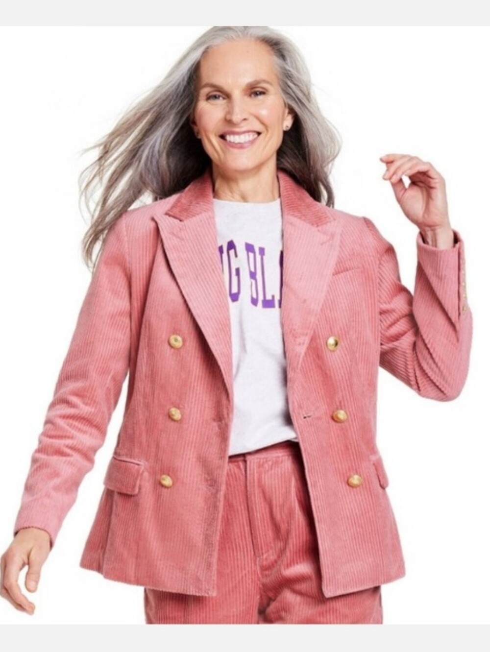 Rowing Blazers NEW Target Rose Pink Corduroy Double Breasted Jacket Large Coat